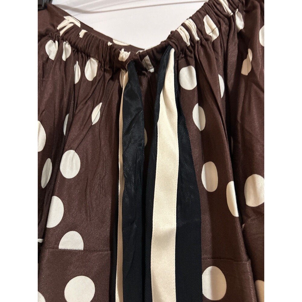 MAEVE Anthropologie Women’s Jessica Strapless Swing Top Brown Dot size M NWT - Picture 7 of 9